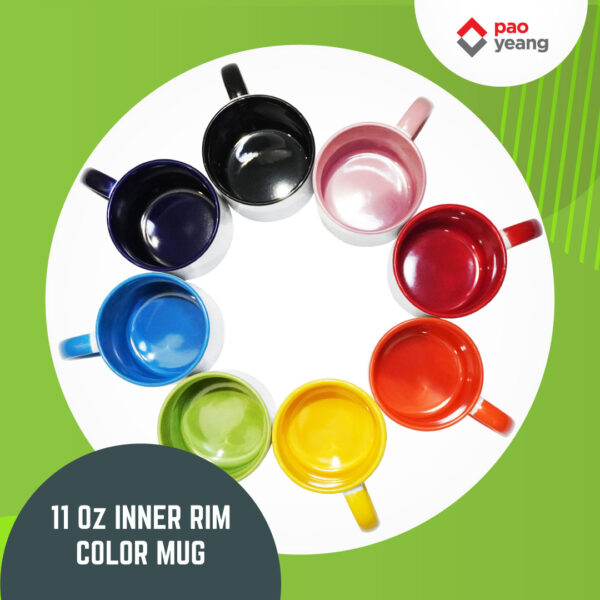 grade a sublimation plain inner rim colored mug 11oz with white box